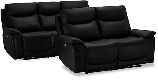 Bremen sofasæt i sort læder - 2 + 3 pers.