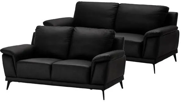 Dortmund sofasæt i sort læder - 2 + 3 pers.
